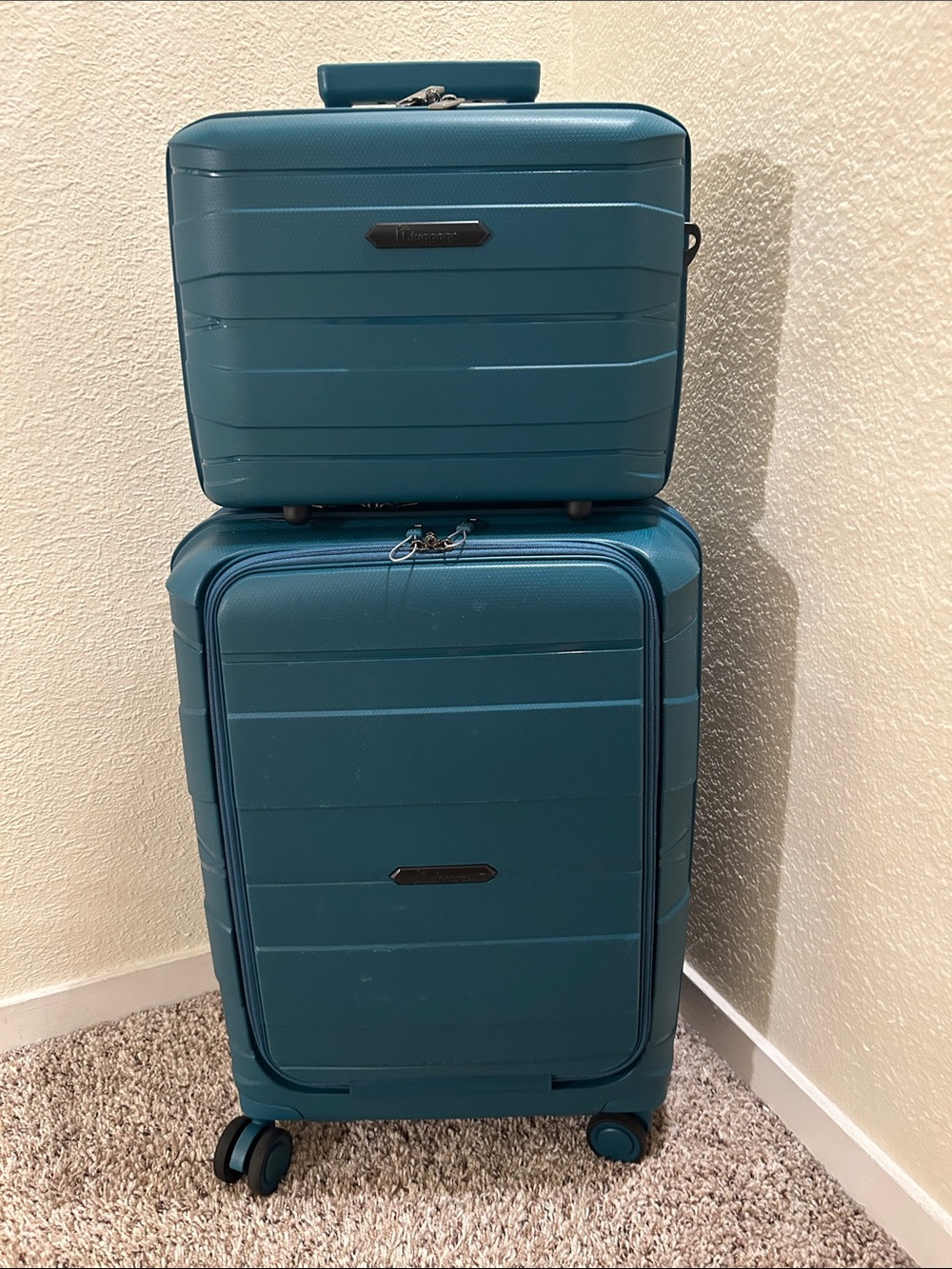 Teal Hardside Spinner Luggage Set - Travel Carry-On and Case